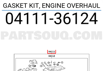 Toyota 0411136124 GASKET KIT, ENGINE OVERHAUL