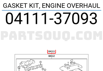 Toyota 0411137093 GASKET KIT, ENGINE OVERHAUL