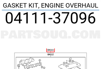 Toyota 0411137096 GASKET KIT, ENGINE OVERHAUL