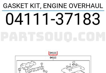 Toyota 0411137183 GASKET KIT, ENGINE OVERHAUL
