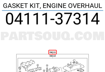 Toyota 0411137314 GASKET KIT, ENGINE OVERHAUL