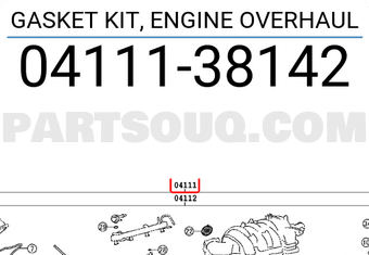 Toyota 0411138142 GASKET KIT, ENGINE OVERHAUL