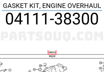 Toyota 0411138300 GASKET KIT, ENGINE OVERHAUL