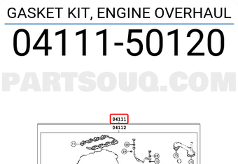 Toyota 0411150120 GASKET KIT, ENGINE OVERHAUL