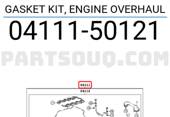Toyota 0411150121 GASKET KIT, ENGINE OVERHAUL