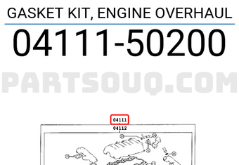 Toyota 0411150200 GASKET KIT, ENGINE OVERHAUL