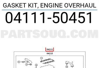 Toyota 0411150451 GASKET KIT, ENGINE OVERHAUL