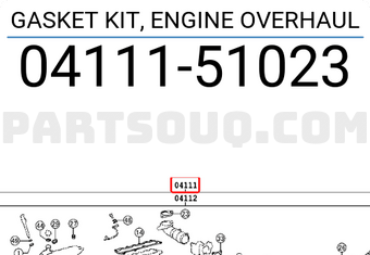 Toyota 0411151023 GASKET KIT, ENGINE OVERHAUL