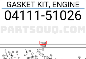 Toyota 0411151026 GASKET KIT, ENGINE