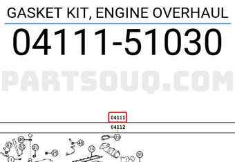 Toyota 0411151030 GASKET KIT, ENGINE OVERHAUL
