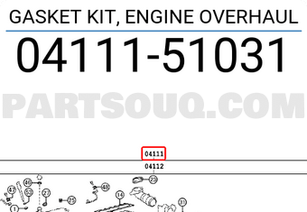 Toyota 0411151031 GASKET KIT, ENGINE OVERHAUL