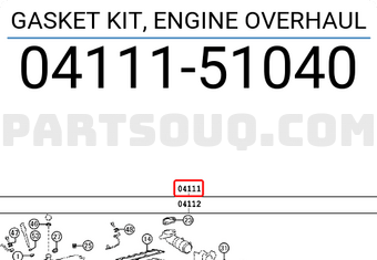 Toyota 0411151040 GASKET KIT, ENGINE OVERHAUL