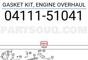 Toyota 0411151041 GASKET KIT, ENGINE OVERHAUL