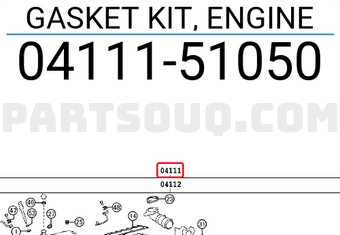 Toyota 0411151050 GASKET KIT, ENGINE