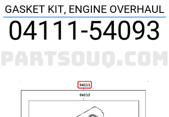 Toyota 0411154093 GASKET KIT, ENGINE OVERHAUL