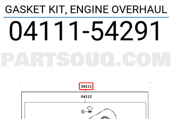 Toyota 0411154291 GASKET KIT, ENGINE OVERHAUL