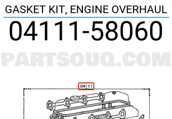 Toyota 0411158060 GASKET KIT, ENGINE OVERHAUL