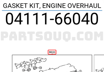 Toyota 0411166040 GASKET KIT, ENGINE OVERHAUL