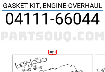 Toyota 0411166044 GASKET KIT, ENGINE OVERHAUL