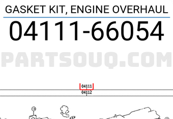 Toyota 0411166054 GASKET KIT, ENGINE OVERHAUL