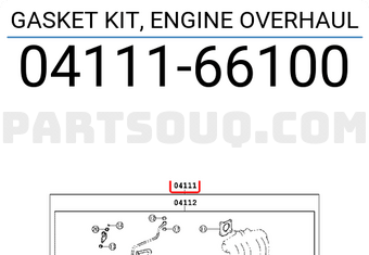 Toyota 0411166100 GASKET KIT, ENGINE OVERHAUL
