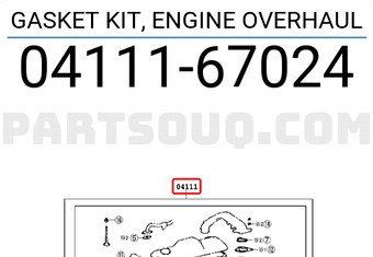 Toyota 0411167024 GASKET KIT, ENGINE OVERHAUL