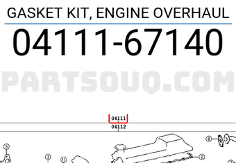 Toyota 0411167140 GASKET KIT, ENGINE OVERHAUL