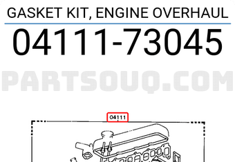 Toyota 0411173045 GASKET KIT, ENGINE OVERHAUL