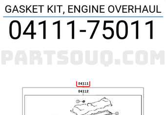 Toyota 0411175011 GASKET KIT, ENGINE OVERHAUL