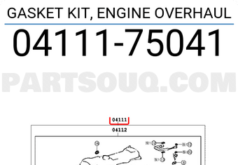 Toyota 0411175041 GASKET KIT, ENGINE OVERHAUL