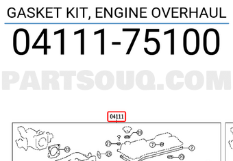 Toyota 0411175100 GASKET KIT, ENGINE OVERHAUL