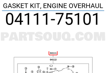 Toyota 0411175101 GASKET KIT, ENGINE OVERHAUL