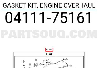 Toyota 0411175161 GASKET KIT, ENGINE OVERHAUL