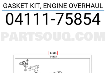 Toyota 0411175854 GASKET KIT, ENGINE OVERHAUL