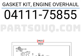 Toyota 0411175855 GASKET KIT, ENGINE OVERHAUL