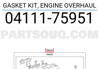 Toyota 0411175951 GASKET KIT, ENGINE OVERHAUL