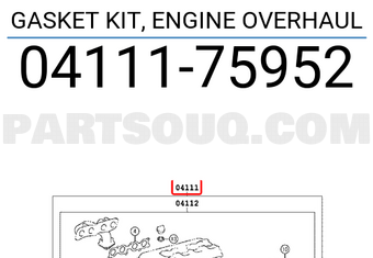 Toyota 0411175952 GASKET KIT, ENGINE OVERHAUL