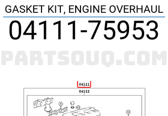 Toyota 0411175953 GASKET KIT, ENGINE OVERHAUL