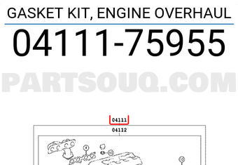 Toyota 0411175955 GASKET KIT, ENGINE OVERHAUL
