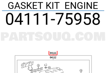 Toyota 0411175958 GASKET KIT ENGINE