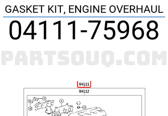 Toyota 0411175968 GASKET KIT, ENGINE OVERHAUL