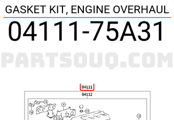 Toyota 0411175A31 GASKET KIT, ENGINE OVERHAUL
