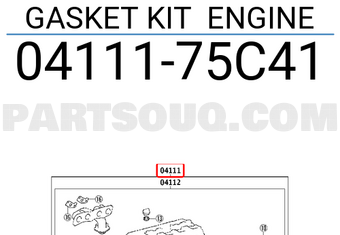 Toyota 0411175C41 GASKET KIT ENGINE