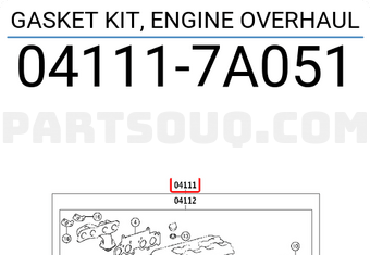 Toyota 041117A051 GASKET KIT, ENGINE OVERHAUL