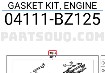 Toyota 04111BZ125 GASKET KIT, ENGINE