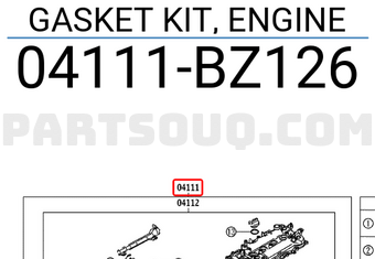 Toyota 04111BZ126 GASKET KIT, ENGINE