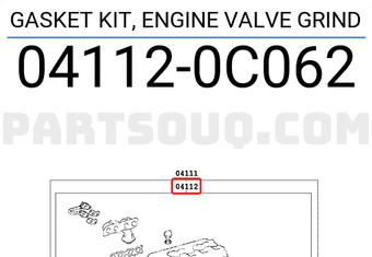 Toyota 041120C062 GASKET KIT, ENGINE VALVE GRIND