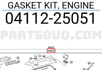 Toyota 0411225051 GASKET KIT, ENGINE