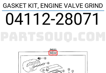 Toyota 0411228071 GASKET KIT, ENGINE VALVE GRIND