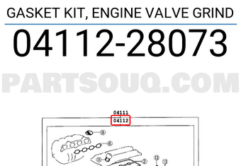 Toyota 0411228073 GASKET KIT, ENGINE VALVE GRIND